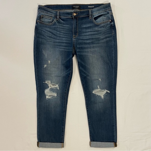 Judy Blue Denim - Judy Blue Boyfriend Fit Jeans Womens 15/32 Mid Rise Distressed Medium JB8284md